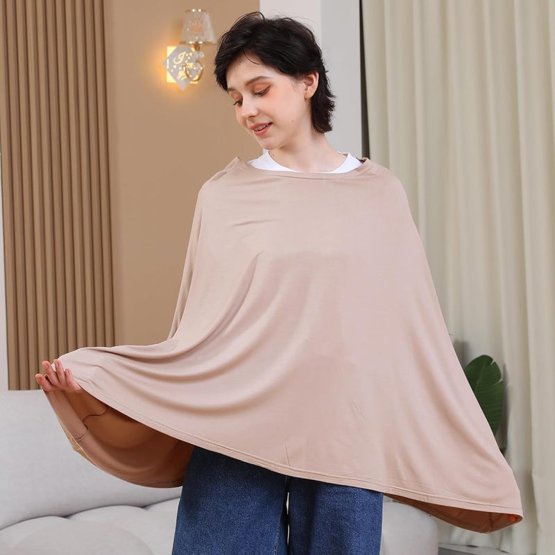 SEJOY Nursing Cover for Breastfeeding, 360°Full Coverage Nursing Poncho, Rayon Soft & Breathable Breastfeeding Cover up (Smooth Rayon, Warm Natural Pink) - Image 2